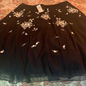 Ann Taylor Black Lace w/ off white embroidery